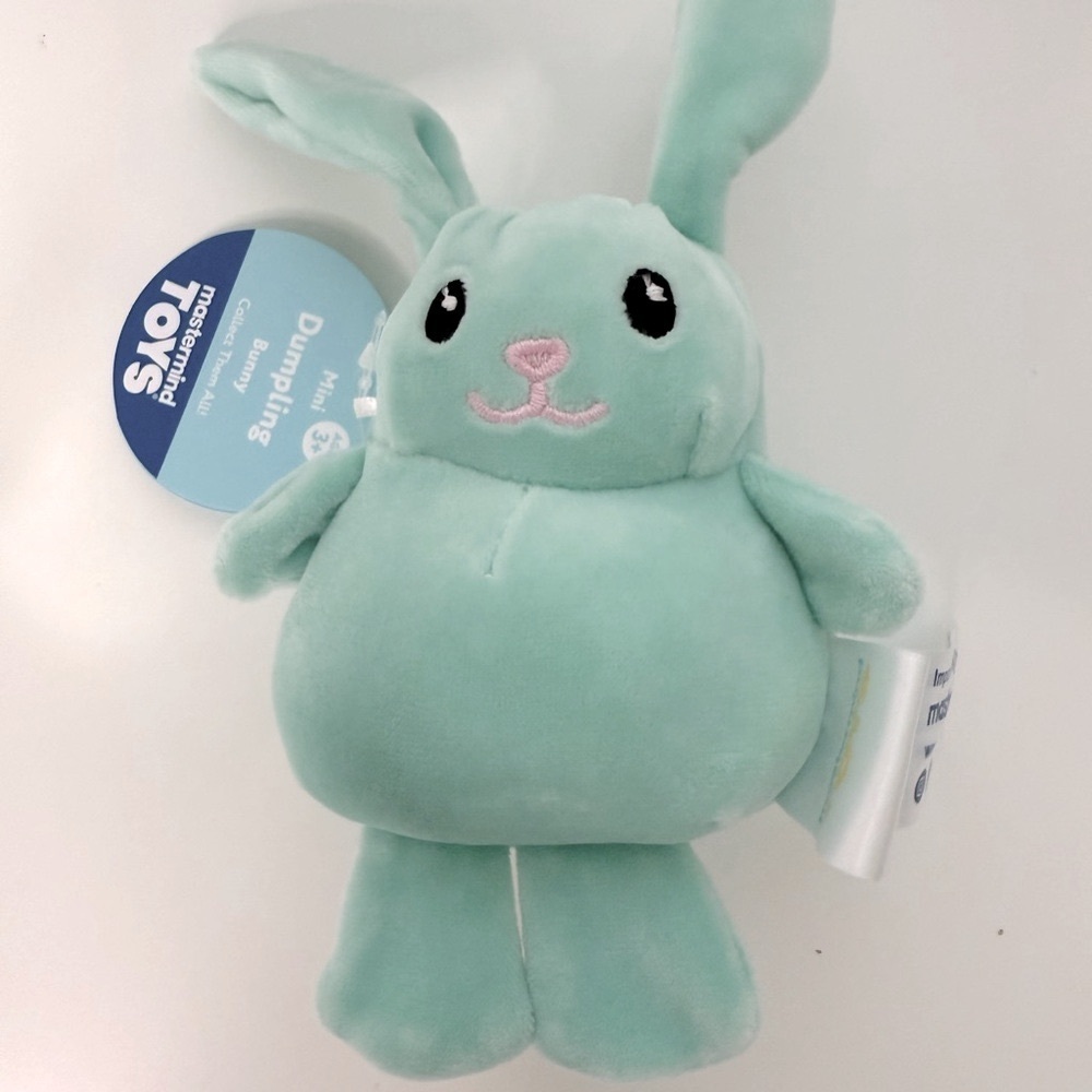 7” Mint Green Plush Bunny Toy with Floppy Ears and Chubby Body - NWT